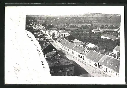 AK Smirice, Blick über die Strasse durch den Ort
