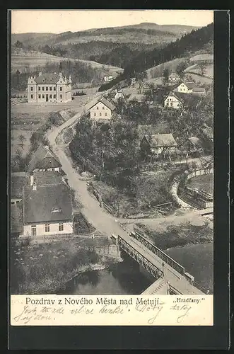 AK Nove Mesto N.M., die Brücke an der Strasse zur Villa Renoni