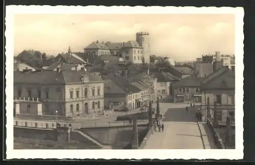 AK Prerau, Blick über die Brücke auf die Stadt