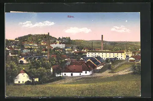 AK Bärn i. M., Stadtansicht mit den grossen Schornsteinen