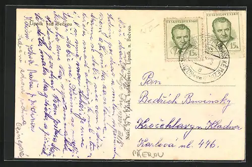 AK Lipnik n. Bec., auf dem Ringplatz, am Brunnen