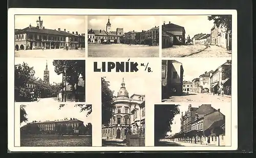AK Lipnik n. Bec., auf dem Ringplatz, Schule, Kirche und Rathaus