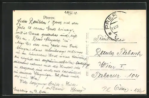 AK Prerau, an der Brücke mit Stadttotale