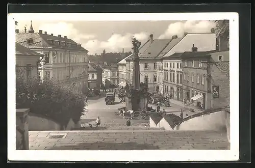 AK Sternberg in Mähren, auf der Treppe über der Mariensäule