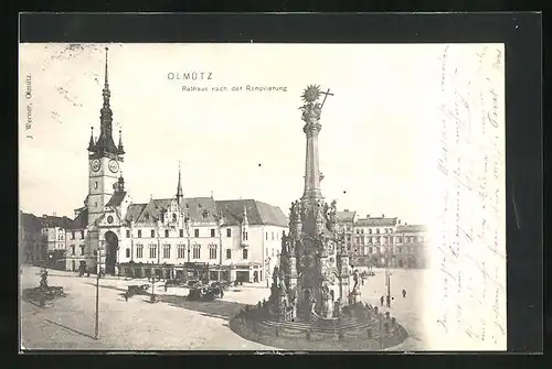 AK Olmütz, Dreifaltigkeitssäule, Rathaus nach der Renovierung