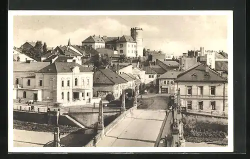 AK Prerov, Blick über die Brücke auf die gesamte Stadt