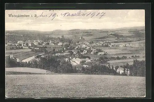AK Mährisch-Weisskirchen, Blick ins Tal auf den gesamten Ort