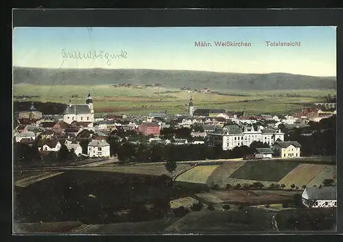 AK Mährisch-Weisskirchen, Totalansicht von den Feldern aus