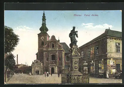 AK Prerov, Farni chram, am Denkmal