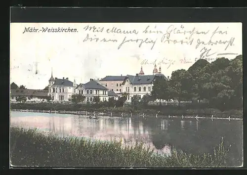 AK Mährisch-Weisskirchen, Villen am Flussufer