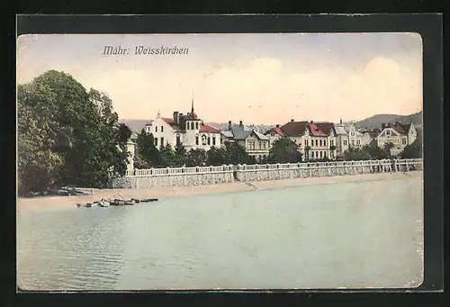 AK Mährisch-Weisskirchen, Uferanlagen mit den Stadtvillen