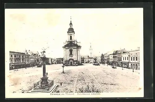 AK Hranice na Morave, Zerotinovo Namesti, Kostel, Radnice