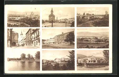 AK Hranice, Gesamtansicht, Kirche, Blick zur Brücke, Strassenpartie