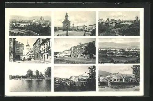 AK Hranice, Kirche, Panorama, Flusspartie, Blick zur Brücke