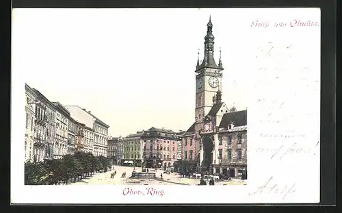 AK Olmütz, Kirche und Brunnen am Oberring