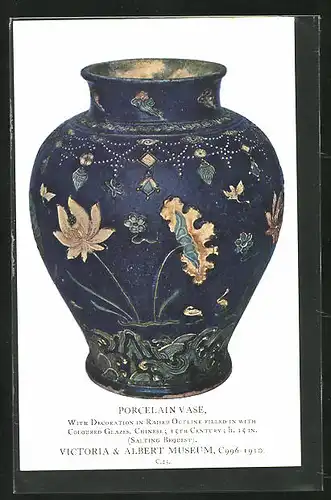 AK Porzellan-Vase mit Blumendekor, Victoria & Albert Museum