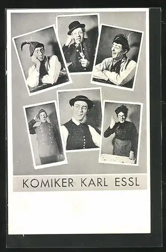 AK Komiker Karl Essl in verschiedenen Rollen