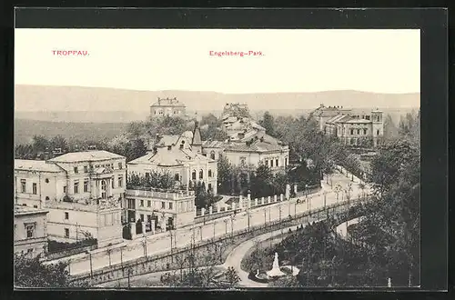 AK Troppau, Engelbergs-Park aus der Vogelschau