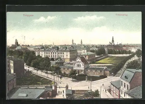 AK Troppau, Schlossring aus der Vogelschau