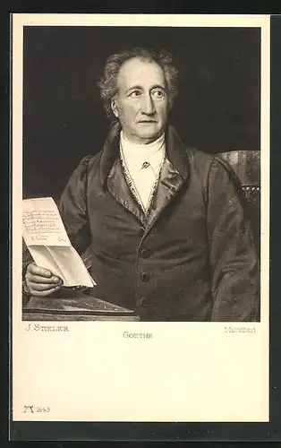 Künstler-AK Dichter v. Goethe am Schreibtisch sitzend