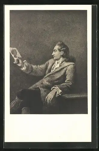 AK Goethe blickt als junger Mann auf ein Portrait
