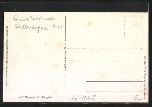 Künstler-AK Edward Harrison Compton: Berchtesgaden, Ortsansicht und Berge