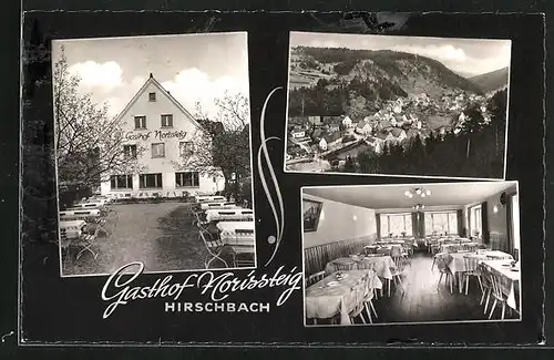 AK Hirschbach, Ortsansicht und Gasthof Norissteig