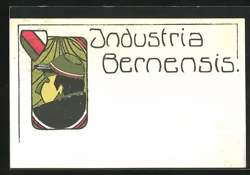 Künstler-AK Bern, Industria Bernensis, Student mit Schirmmütze