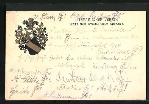AK Dresden, Literarscher Verein des Wettiner Gymnasiums, Studentenwappen