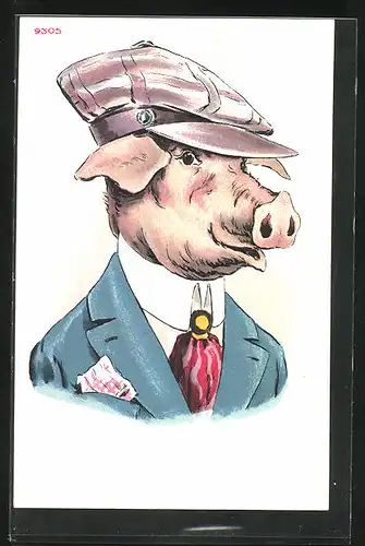 Künstler-AK Bruno Bürger & Ottillie Nr. 9305: Ein schweinischer Gentleman