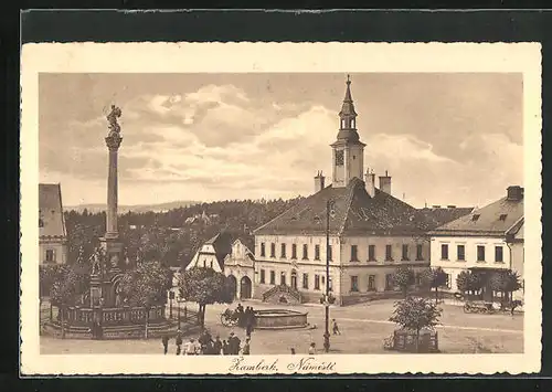 AK Zamberk, Námesti, Marktplatz mit Rathaus