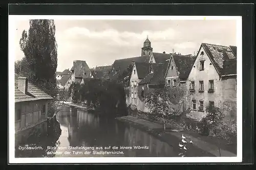 AK Donauwörth, Blick vom Stadteingang aus auf die innere Wörnitz