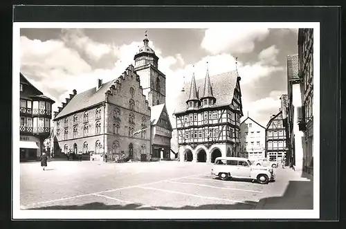 AK Alsfeld i. Hessen, Marktplatz mit Fachwerkhaus