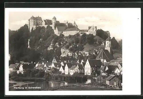 AK Harburg i. Schwaben, Ortspartie mit Burg