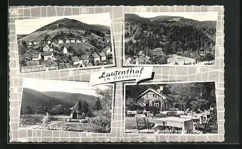 AK Lautenthal i. Oberharz, Waldgasthof Maassner Gaipel, Schutzhütte am Bielstein, Kuranlage mit Freibad