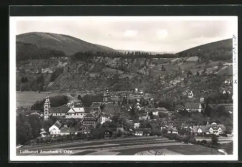 AK Amorbach i. Odw., Gesamtansicht vom Ort mit Kirchen