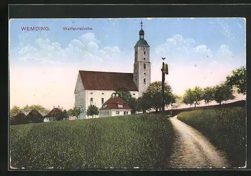 AK Wemding, Blick zur Wallfahrtskirche