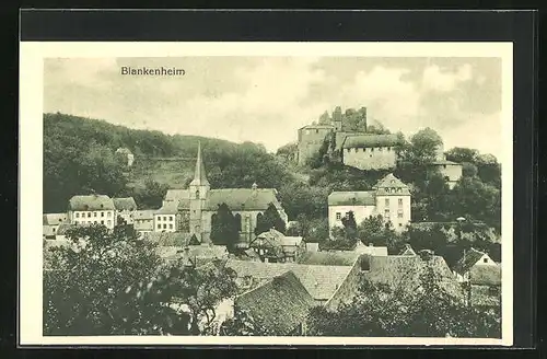 AK Blankenheim, Teilansicht mit Kirche und Burgruine