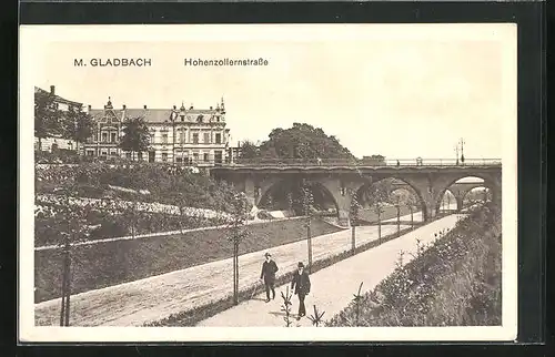 AK M. Gladbach, Hohenzollernstrasse mit Brücke