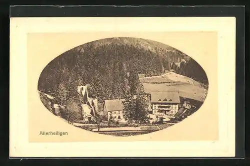 Präge-AK Allerheiligen, Ortspartie im Passepartoutrahmen