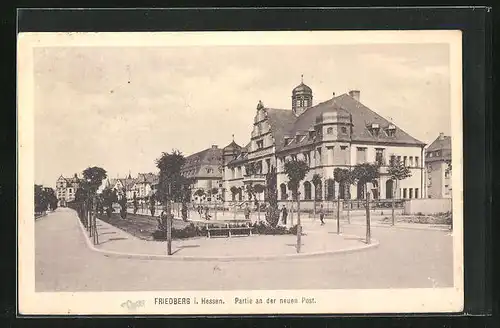 AK Friedberg /Hessen, Strassenpartie an der neuen Post