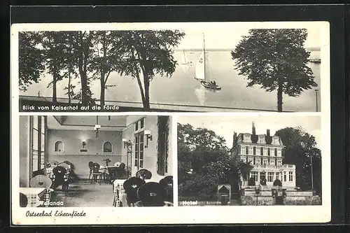 AK Eckernförde, Hotel Kaiserhof, Blick auf die Förde