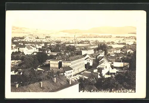 AK Mähr.-Schönberg, Ortsansicht aus der Vogelschau