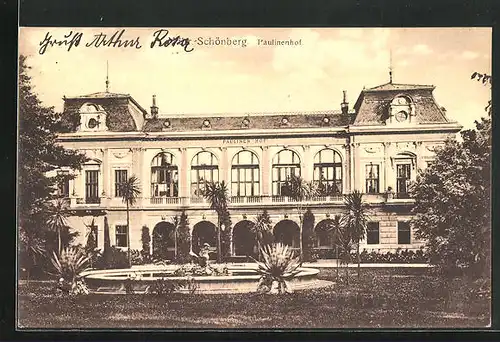 AK Mähr.-Schönberg, Paulinenhof mit Garten
