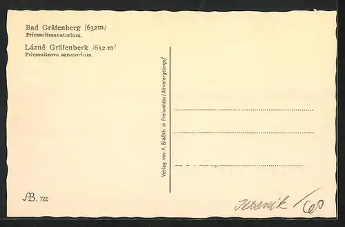 AK Bad Gräfenberg, Priessnitzsanatorium mit Waldpartie