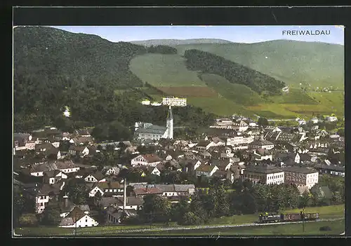 AK Freiwaldau, Gesamtansicht der Stadt mit Kirche