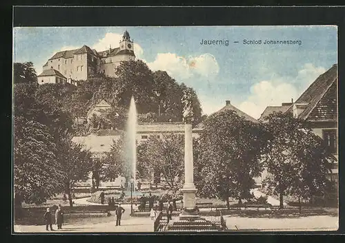 AK Jauernig, Schloss Johannesberg mit Denkmal