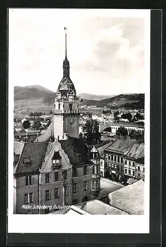 AK Mährisch Schönberg, Rathaus im Stadtbild