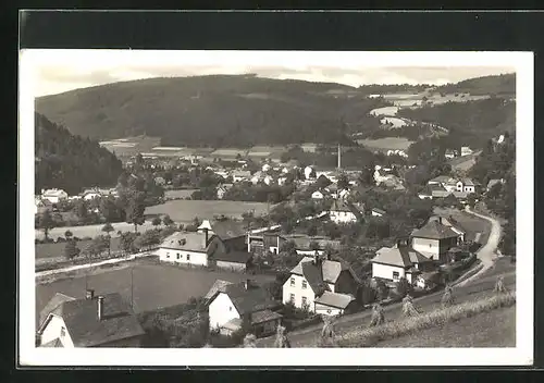 AK Hanusovice, Ortspartie aus der Vogelschau