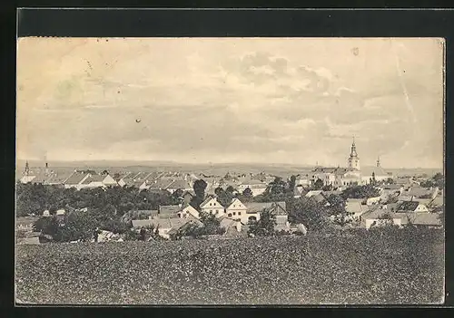 AK Loschitz, Panorama mit Kirche